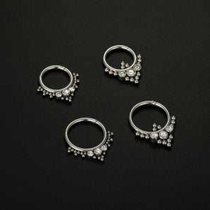 Nihao Wholesale simple style round stainless steel inlay rhinestones nose ring