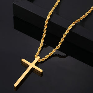 Nihao Wholesale Hip-Hop Cross 304 Stainless Steel Plating Gold Plated Silver Plated Men's Pendant Necklace