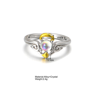 Nihao Wholesale cute angel wings moonstone alloy wholesale open ring