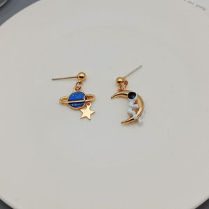fashion astronaut moon alloy plating women's drop earrings 1 pair