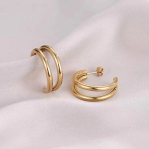 1 Pair Fashion C Shape Plating 201 Stainless Steel 18K Gold Plated Ear Studs