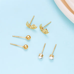 Nihao Wholesale wholesale jewelry simple style star tree heart shape stainless steel alloy rhinestones plating inlay ear studs