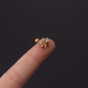 Nihao Wholesale Ear Cartilage Rings & Studs Fashion Geometric Copper Plating Artificial Gemstones