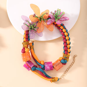 sweet flower resin knitting women's necklace 1 piece