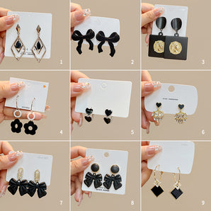 1 pair fashion heart shape alloy inlay artificial diamond women's drop earrings