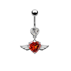Nihao Wholesale fashion heart shape stainless steel plating zircon belly ring