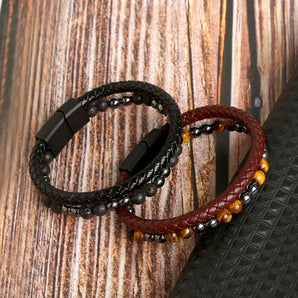 Nihao Wholesale fashion geometric natural stone rope men's bracelets
