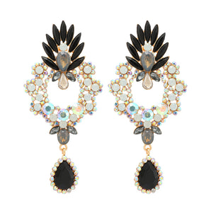 1 pair simple style flower rhinestone inlay artificial gemstones women's earrings