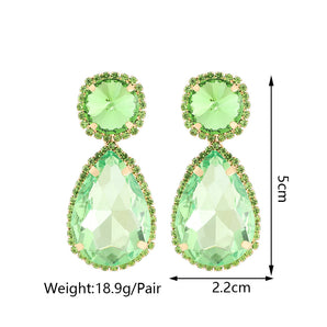 1 pair fashion water droplets glass plating women's drop earrings