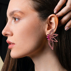 fashion flower alloy inlay artificial diamond women's ear studs 1 pair
