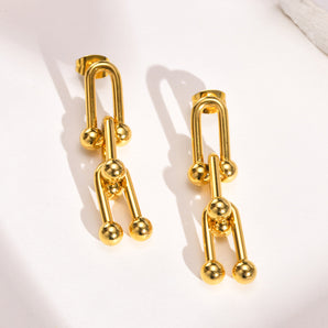 Fashion U Shape Plating 201 Stainless Steel 18K Gold Plated Drop Earrings