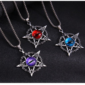 Wholesale Jewelry Fashion Pentagram Devil'S Eye 201 Stainless Steel Zinc alloy Resin Pendant Necklace