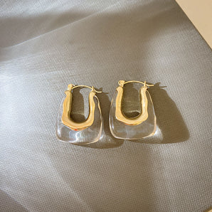 Nihao Wholesale sweet u shape alloy resin women's earrings 1 pair