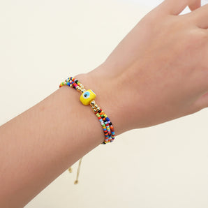 1 piece ethnic style multicolor eye seed bead irregular knitting women's bracelets