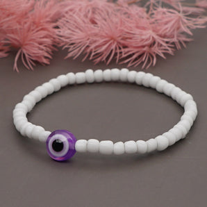 korean style white glass beads glass eye bracelet wholesale