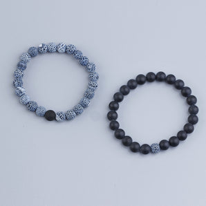ethnic style geometric stone beaded couple bracelets