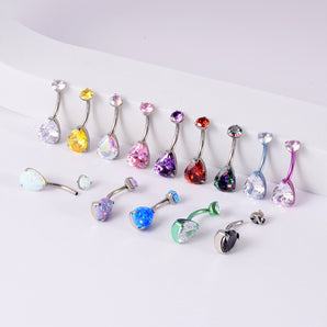 1 Piece Belly Rings Fashion Water Droplets G23 Titanium Synthetic opal Zircon Inlay Synthetic opal Zircon