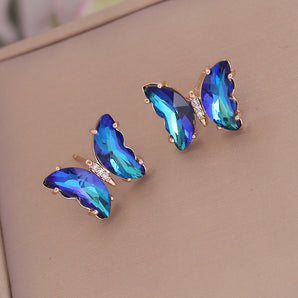 Nihao Wholesale 1 Pair Fashion Butterfly Plating Copper Rhinestones Glass Ear Studs