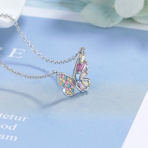 Wholesale Sweet Simple Style Shiny Butterfly Copper Hollow Out Inlay Zircon Necklace