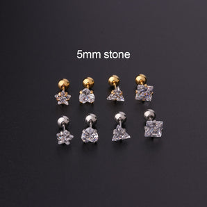 Nihao Wholesale Ear Cartilage Rings & Studs Simple Style Geometric 316 Stainless Steel  Plating Zircon