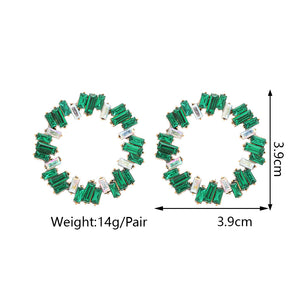 1 pair simple style round rhinestone diamond zircon women's earrings