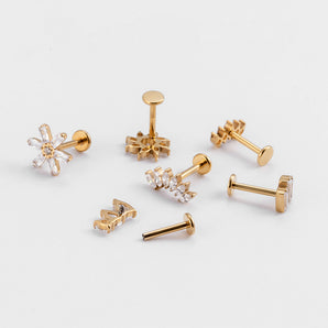 1 Piece Ear Cartilage Rings & Studs Fashion Crown Flower Butterfly Pure Titanium Inlay Zircon