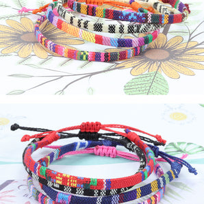 Nihao Wholesale 1 piece retro color block cloth stripe women's bracelets