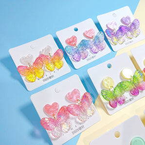 wholesale jewelry 1 pair sweet heart shape butterfly arylic drop earrings