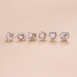 1 Piece Ear Cartilage Rings & Studs Sweet Heart Shape Bow Knot 316 Stainless Steel  Copper Plating Zircon
