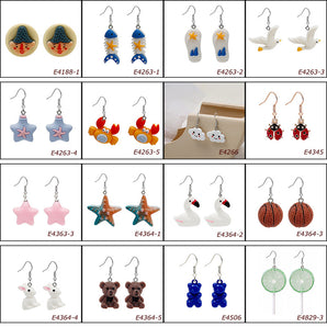 1 pair fashion animal pineapple french fries alloy resin plating women's drop earrings