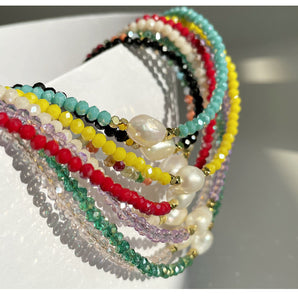 Nihao Wholesale fashion solid color artificial crystal mother pearl shellfish beaded women's necklace