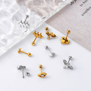 1 Piece Ear Cartilage Rings & Studs Fashion Heart Shape 316 Stainless Steel  Copper Plating Inlay Zircon Ear Cartilage Rings & Studs