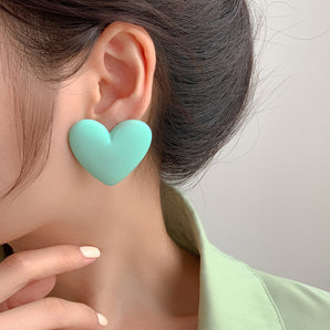 fashion geometric heart shape arylic women's hoop earrings ear studs 1 pair