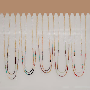 bohemian colorful glass irregular beaded women's necklace