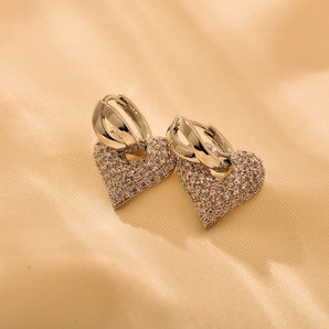 1 Pair Elegant Luxurious Heart Shape Inlay Copper Zircon 18K Gold Plated Drop Earrings