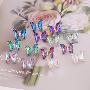 Nihao Wholesale 1 Pair Fashion Butterfly Plating Copper Rhinestones Glass Ear Studs