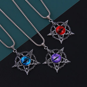Wholesale Jewelry Fashion Pentagram Devil'S Eye 201 Stainless Steel Zinc alloy Resin Pendant Necklace