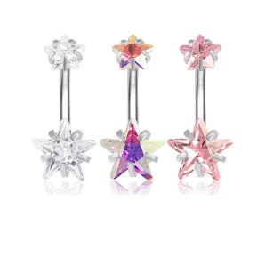 Nihao Wholesale 1 Piece Belly Rings Modern Style Cool Style Pentagram 304 Stainless Steel Inlay Zircon Belly Rings