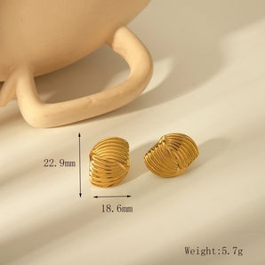 1 Pair Casual Basic Retro Geometric Solid Color Plating 304 Stainless Steel 18K Gold Plated Ear Studs