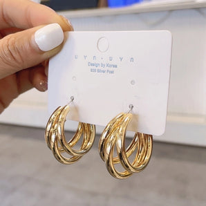 Nihao Wholesale simple multi-layered c-shaped alloy hoop earrings nhpf147199