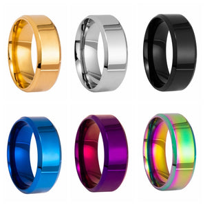 Nihao Wholesale 8mm glossy stainless steel ring simple fashion jewelry wholesale