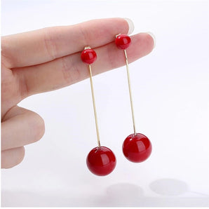 simple style ball imitation pearl chain inlay artificial pearls women's drop earrings
