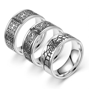 fashion new retro creative men's  oil-coated titanium steel ring