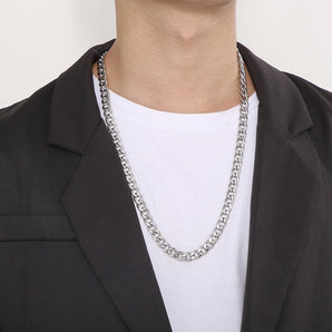 hip-hop solid color stainless steel chain men's necklace