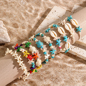 Nihao Wholesale Hip-Hop Vintage Style Simple Style Tortoise Starfish Shell Beaded Knitting Women's Bracelets