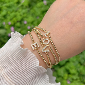 Nihao Wholesale Copper 18K Gold Plated Casual Simple Style Classic Style Plating Inlay Letter Zircon Bracelets