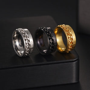Fashion Geometric 201 Stainless Steel Chain Gold Plated Men'S Rings