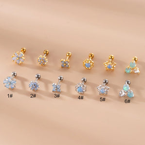 Nihao Wholesale 1 Piece Ear Cartilage Rings & Studs Fashion Star Flower 316 Stainless Steel  Copper Inlaid Zircon