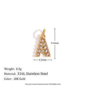 Nihao Wholesale 1 Piece 304 Stainless Steel Rhinestones 18K Gold Plated Letter Polished Pendant
