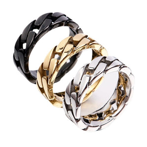 Nihao Wholesale Classic Style Solid Color Titanium Steel 18K Gold Plated Men's Rings